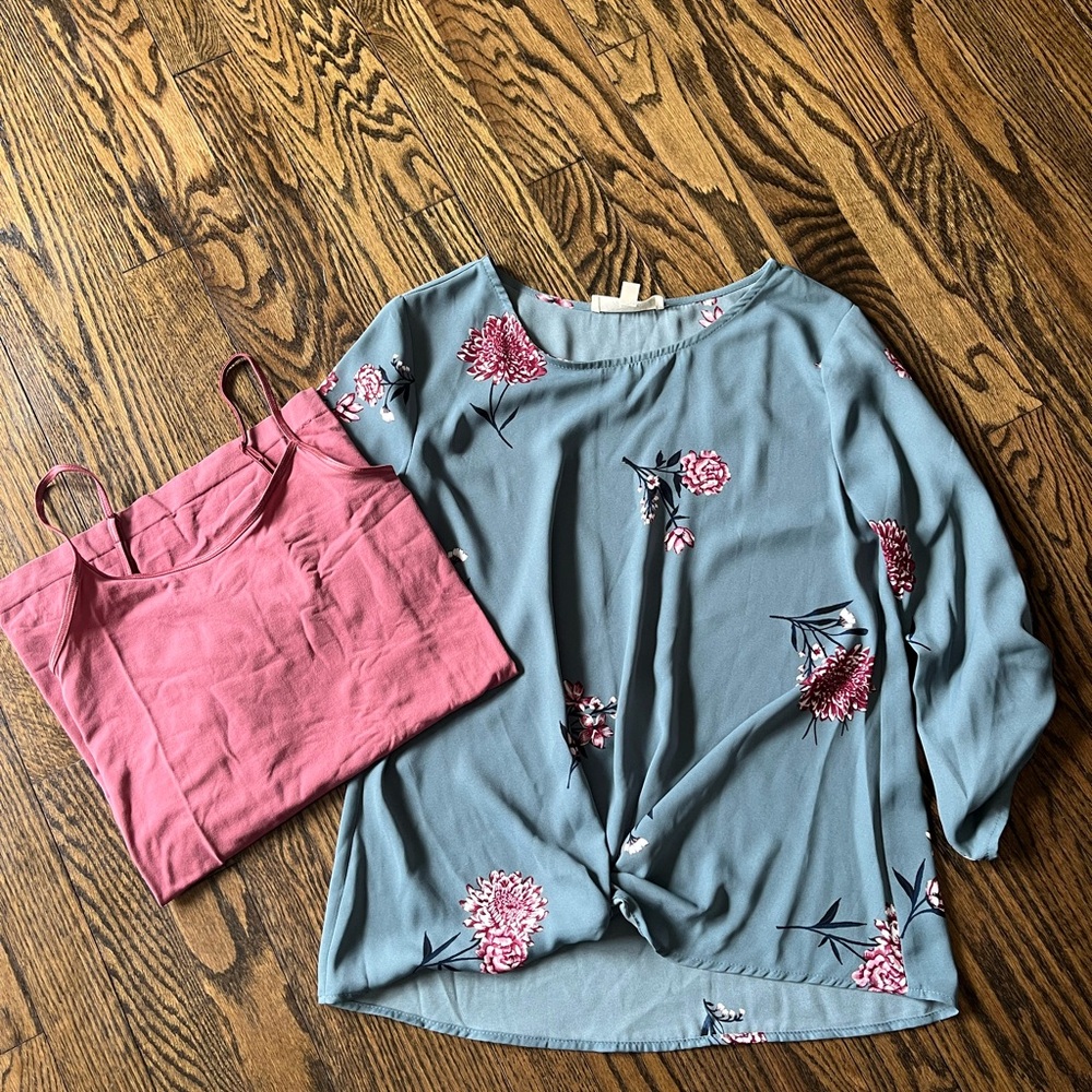Floral Blue and Pink Women's Top